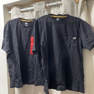 Cat Men's Short Sleeve Crew Neck Logo Tee with pocket, Black MEDIUM x2